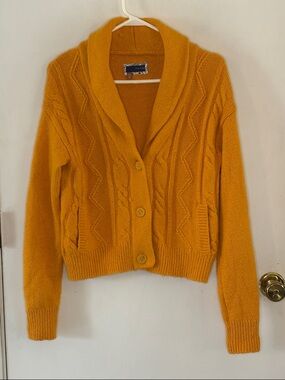 Pilcro gold shawl collar cable knit button up cardigan Size XS